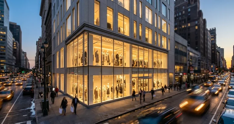 Tiendas Zara en USA - Fachada de flagship de moda rápida en avenida comercial estadounidense