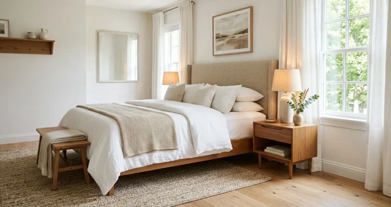 Tamaños de camas en USA - Dormitorio americano con cama King Size y medidas estándar