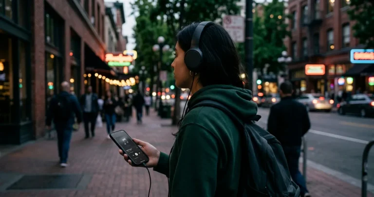 Cuanto cuesta Spotify Premium en USA - persona escuchando musica en streaming con audifonos
