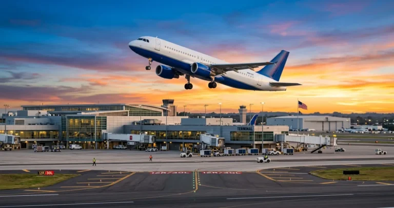 Líneas aéreas en USA - Avión comercial despegando desde un aeropuerto de Estados Unidos