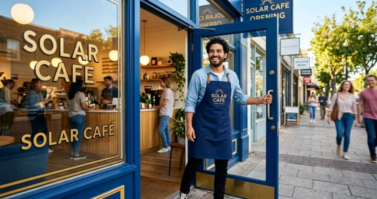 Requisitos para abrir un negocio en USA - emprendedor latino frente a su local comercial