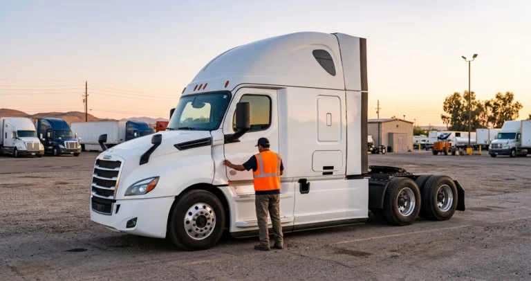 Camión y conductor que ilustran qué es CDL en USA, la licencia comercial de conducir