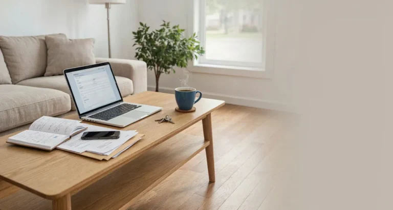 Escritorio con laptop y documentos de inscripción médica en Estados Unidos: que es el open enrollment en usa, fechas 2026-2027, subsidios y planes de salud